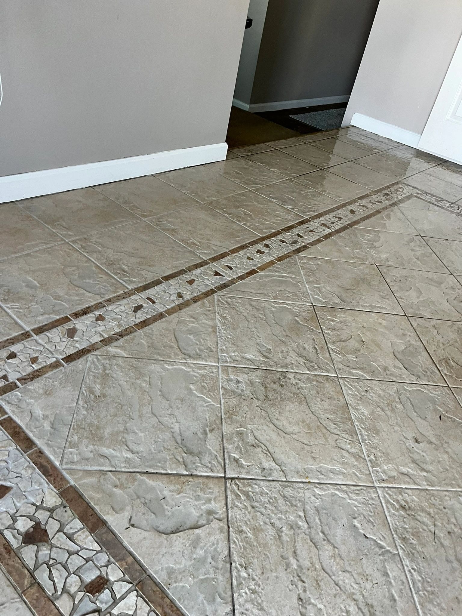 Before and after carpet cleaning comparison showing dramatic soil removal