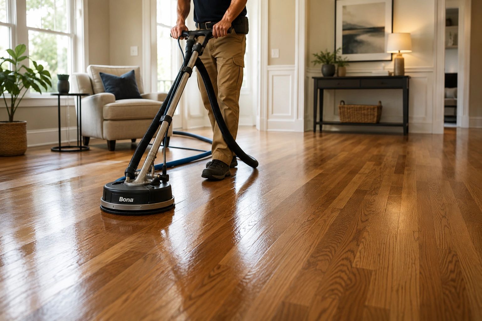 Hardwood floor cleaning and polishing service